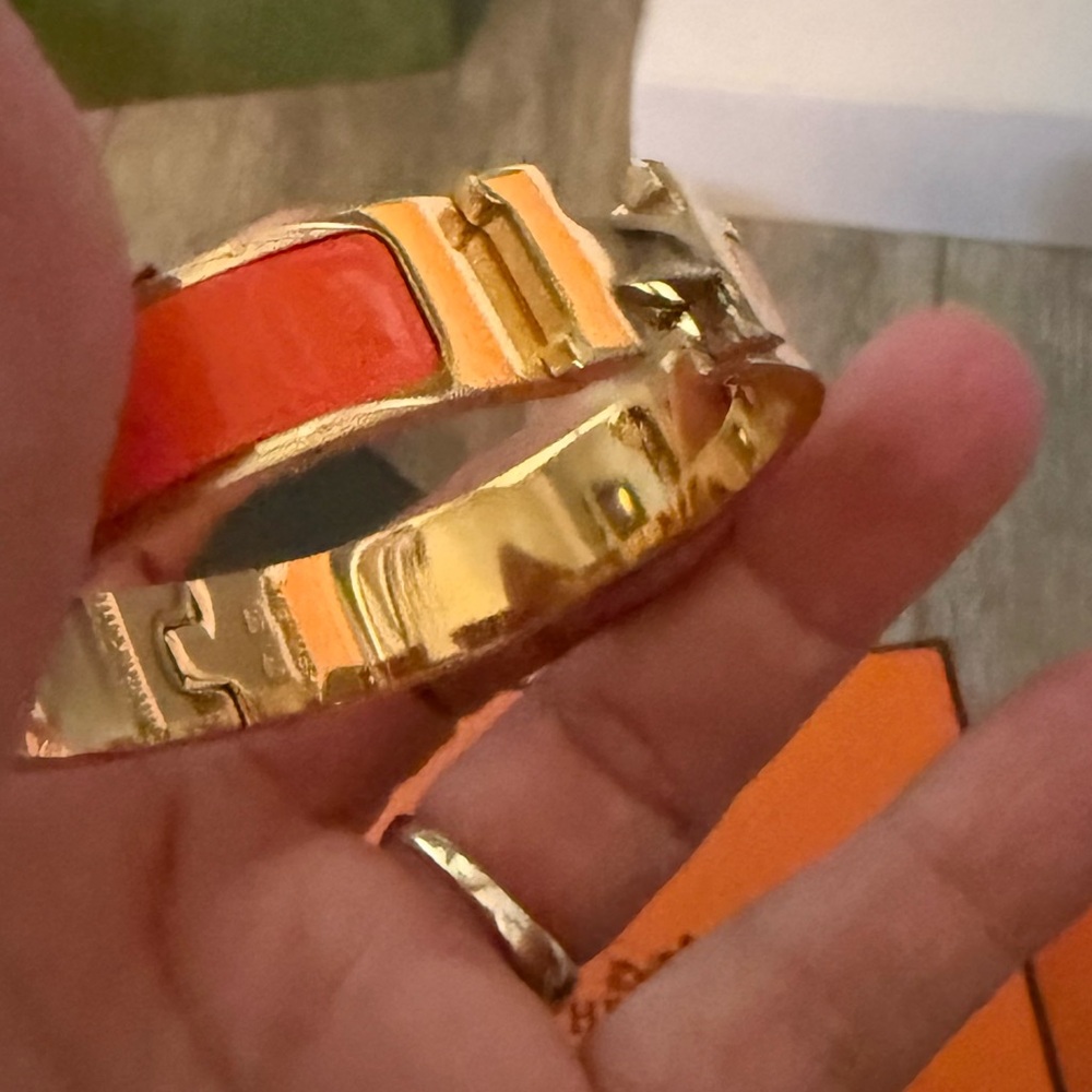 Hermes Vibrant Orange and Gold Women's Bracelet - Picture 6 of 6